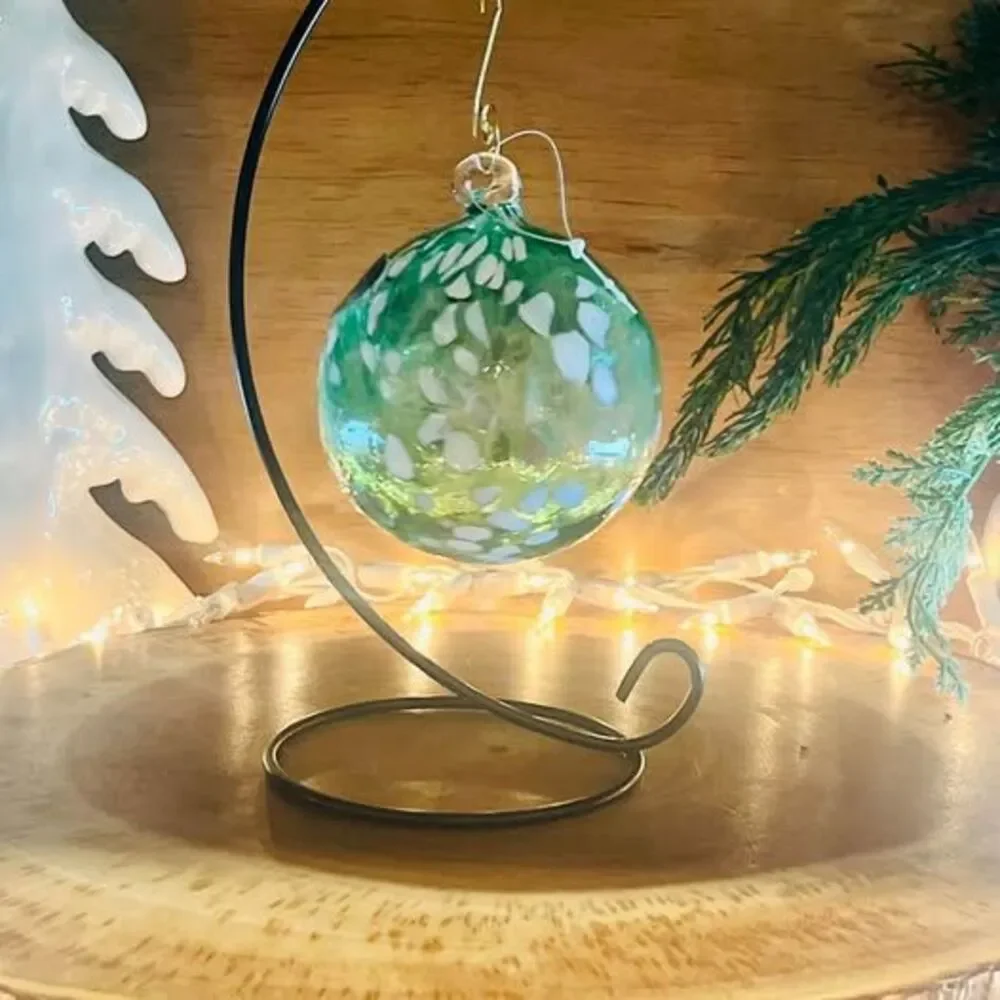Handblown Murano Glass Witch Ball Ornament new with tags 3.5”